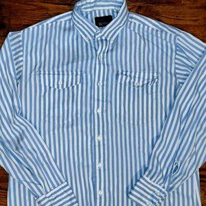 Vintage 90s Panhandle Slim Blue/White Striped Western Button Up Shirt Size XL
